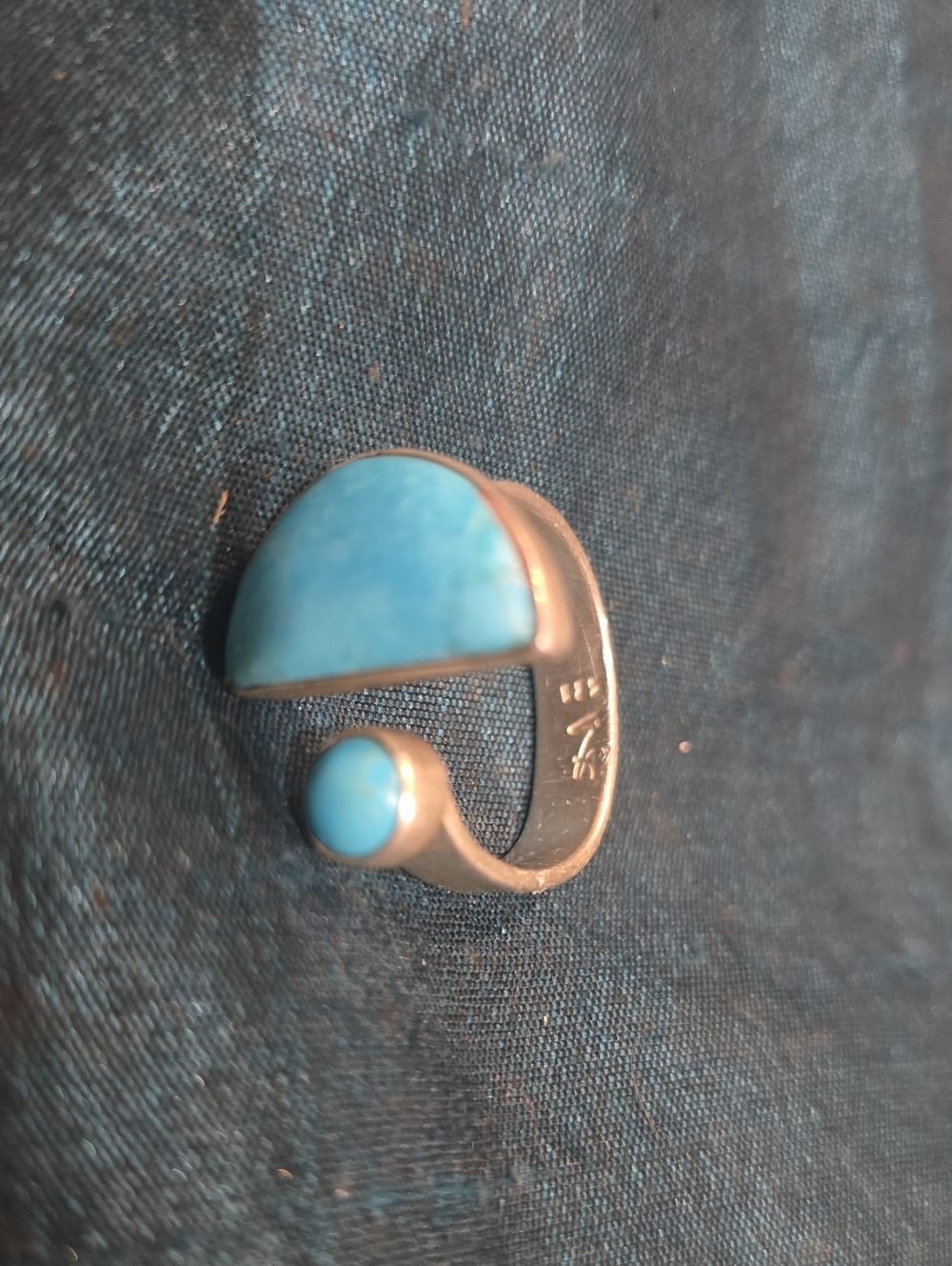 Sterling Open Band Ring with Blue Turquoise Stones